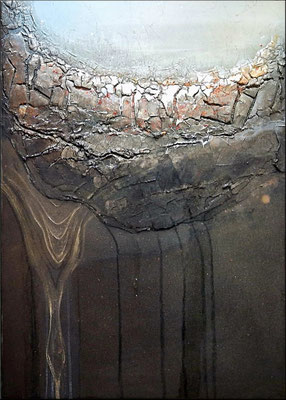 Wo Licht ist, ist Schatten - wo Schatten, auch Licht, 50x70 cm, Resin, Sand, Crackle Paste usw. auf Holzkörper CHF 950