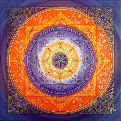 Quadrat im Kreis - Kreis im Quadrat, 40x40 cm, Acryl auf Leinwand, veredelt mit Glitter und Swarovski Kristallsteinchen CHF 1.300