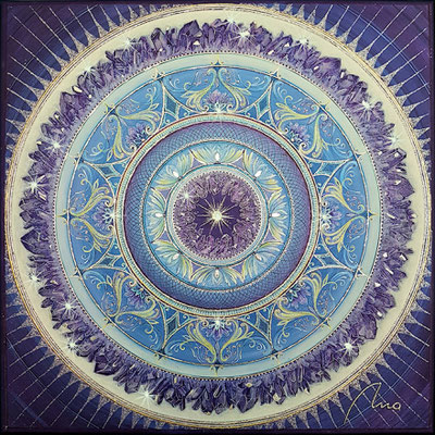 Die Magie des Amethist's 50x50 cm, Acryl auf Leinwand, veredelt mit Glitter und Swarovski Kristallsteinchen CHF 1.900