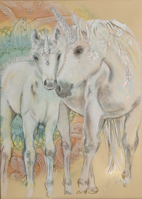 Engel aus der 7. Dimension, 60 x 80 cm Acryl auf Leinwand, Swarovski Kristalle, privat