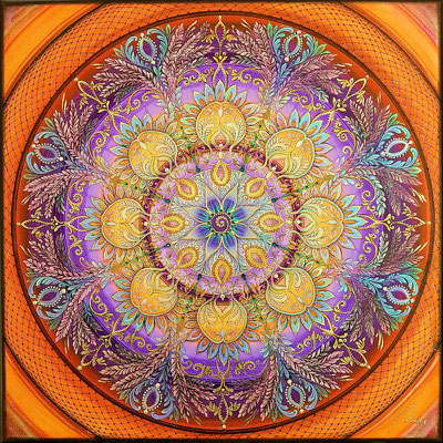 Paradiesgarten, 50x50 cm, Acryl auf Leinwand, veredelt mit Glitter und Swarovski Kristallsteinchen CHF 1.900