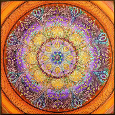 Paradiesgarten, 50x50 cm, Acryl auf Leinwand, veredelt mit Glitter und Swarovski Kristallsteinchen CHF 1.900