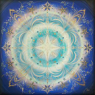 Alles ist Schwingung - ist Energie, 80x80 cm, Acryl auf Leinwand, veredelt mit Glitter und Swarovski Kristallsteinchen CHF 3.800
