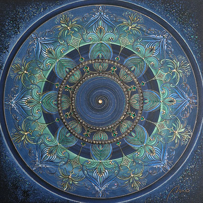 Mystica, 40x40 cm, Acryl auf Leinwand, veredelt mit Glitter und Swarovski Kristallsteinchen CHF 950
