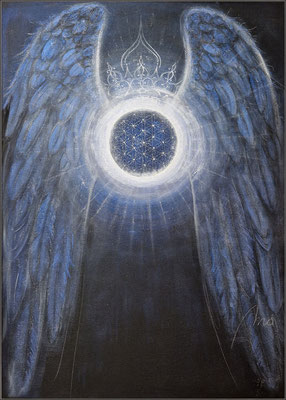  Mondengel, 50 x 70 cm, Acryltechnik, Swarovski Kristalle, Fr. 950