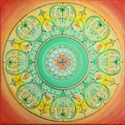Das Tor zum Herzen, 50x50 cm, Acryl auf Leinwand, veredelt mit Glitter und Swarovski Kristallsteinchen CHF 1.500