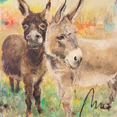 Unzertrennliche Freunde 70x70 cm, Acryl Mischtechnik auf Leinwand, CHF 2.100