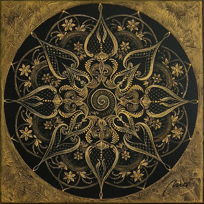 Symphonie in gold, 40x40 cm, Acryl auf Leinwand, veredelt mit Glitter und Swarovski Kristallsteinchen CHF 950