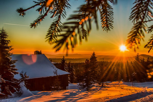 Sonnenuntergang auf dem Fichtelberg