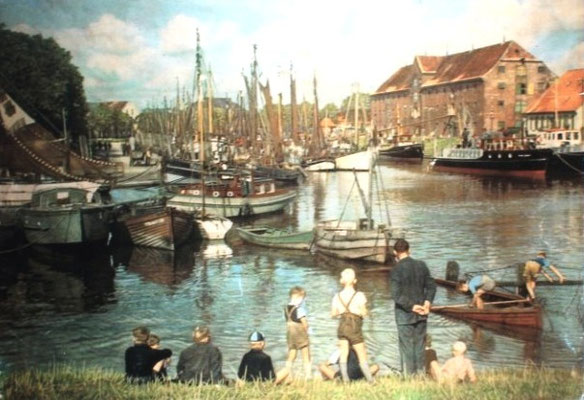 Hafen mit Speicher im Hintergrund um 1955 (Foto Dr. Hochhaus)