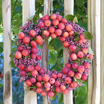 Apfelkranz mit rosa Pfefferbeeren