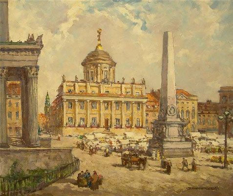 Potsdam, Markt vor dem Alten Rathaus, Öl Lwd, ca. 1930, 60 x 70, Privatbesitz Potsdam