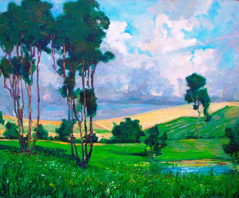 Motiv aus dem Fläming, um 1925, Öl Lw auf Holz aufgezogen, 46 x 56, sig. und bez., Privatbesitz München, WVZ 0090