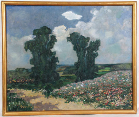 0133 Sommerlandschaft mit blühender Wiese, Öl Lw, 67 x 80, l. u. sign.