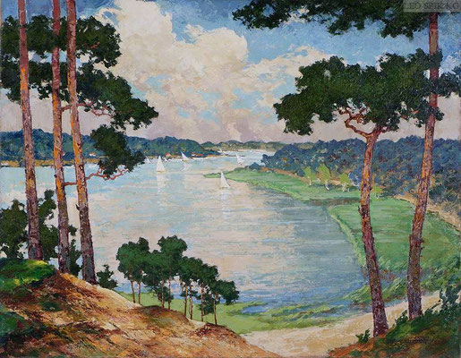 Das Große Fenster an der Havel II, Öl Lw, 89 x 113, ru sign, Privatbesitz Werder, WVZ 0116