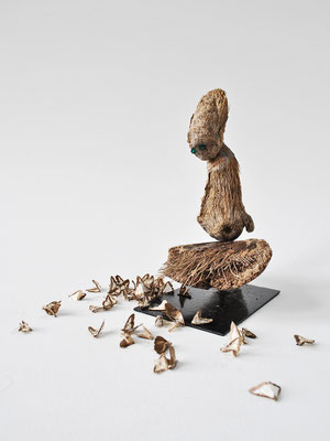 Errance, 2015, palmier, cristal, papillons, H 16cm