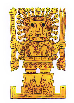 Viracocha est le dieu créateur suprême de l'univers et de tout être vivant. Inti, Viracocha et Illapa forment la triade de divinités la plus importante chez les Incas. 