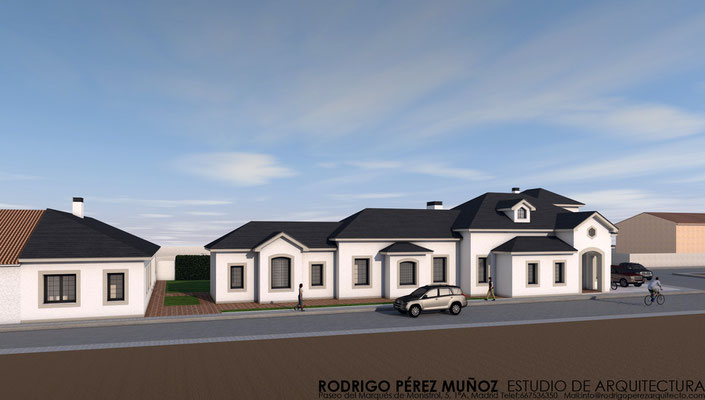 Proyecto de vivienda unifamiliar, monocapa y teja plana negra, Rodrigo Pérez Muñoz Arquitecto.
