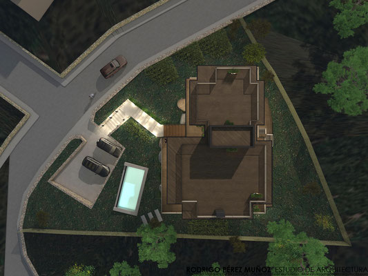 Proyecto de vivienda unifamiliar y piscina en Torrelodones, Madrid, Rodrigo Pérez Muñoz, Arquitecto.