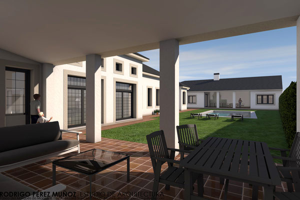 Proyecto de vivienda unifamiliar, monocapa y teja plana negra, Rodrigo Pérez Muñoz Arquitecto.
