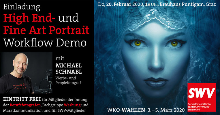 Fine-Art-Portrait-Demo des SWV am 20. Februar 2020 im Brauhaus Puntigam mit Foto-Profi Michael Schnabl