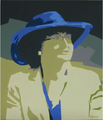 "Der blaue Hut", 70 x 60 cm, Acryl auf Leinwand 