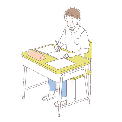 勉強をしている学生のイラスト