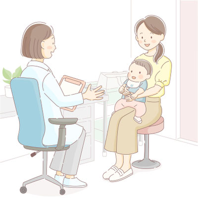 小児科を受診する親子のイラスト