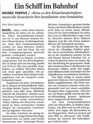 Basellandschaftliche Zeitung, „Ein Schiff im Bahnhof“, Urs Grethner