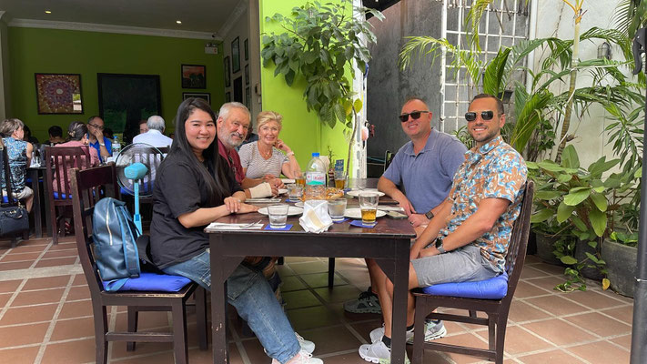 Private guide Aya with cruise guests during a shore excursion break in Sihanoukville