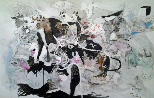 14 - Hommage à Guernica  acryl sur bois 190 X 118 