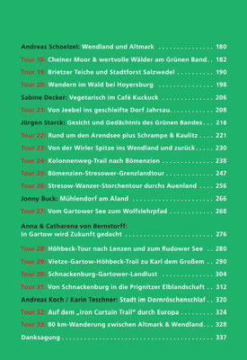 Inhaltsverzeichnis Seite 2 des Reisebuches "Grünes Band entlang der Altmark"