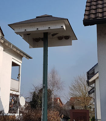 Selbst gebauter Schwalbenturm – Foto: Manfred Weber