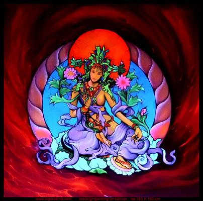 Yogini, 180 X 180 cm, Blacklightpainting, Sold, Vigor Calma