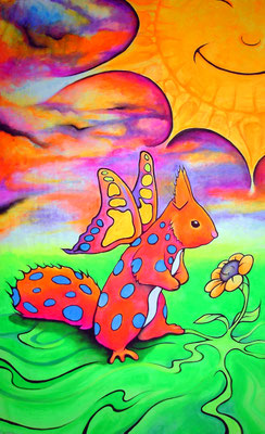 Schmetterlingshörnchen, Blacklightpainting, Sold, Vigor Calma