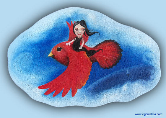 Red Bird, Oilpainting, Sold, Vigor Calma