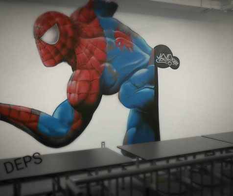 Spiderman graffiti, art, production BLV, Hugo Landreville