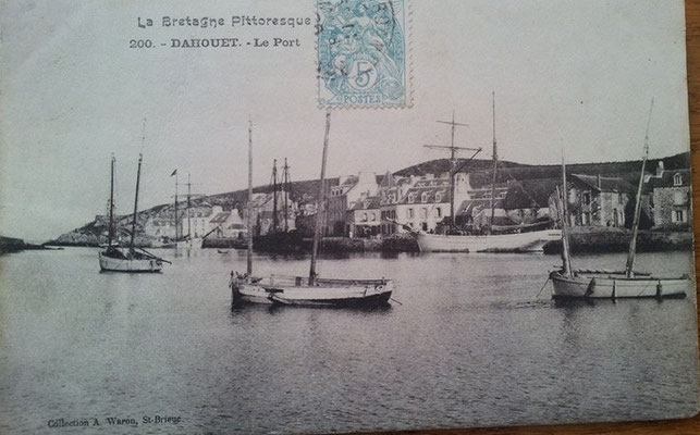 Goëlettes de terre-neuvas à quai, en 1925, à Dahouët.