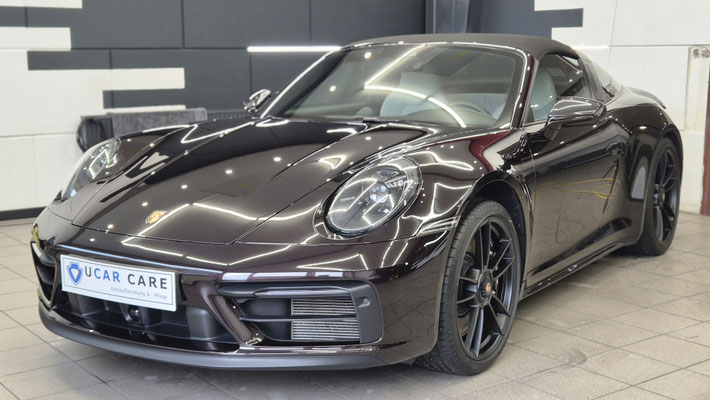 Porsche 911 4S Targa nach Autoaufbereitung, Front Lackschutzfoliert und Lack Keramikversiegelt.