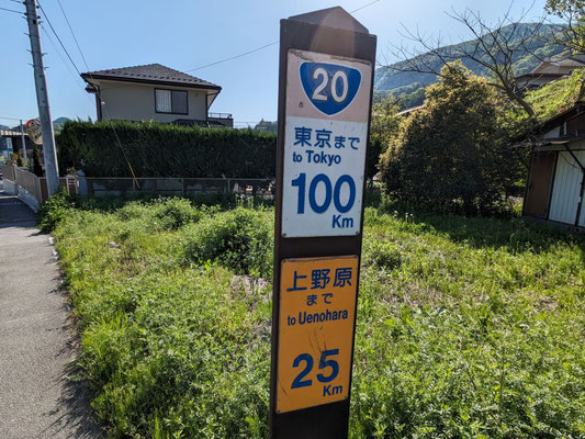 日本橋から100キロポストを通過