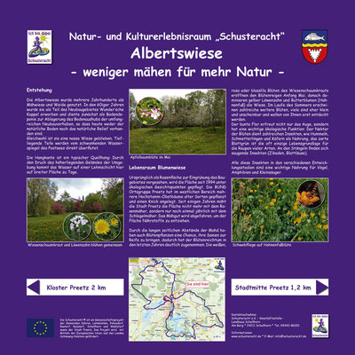 Schusteracht Infotafel "Albertswiese" am Postsee in Preetz