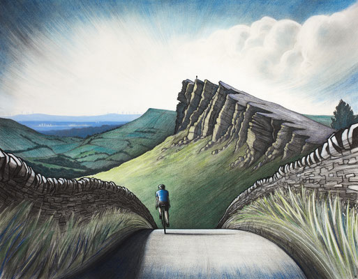 'Windgather Rocks' (charcoal, coloured chalk and acrylic)
