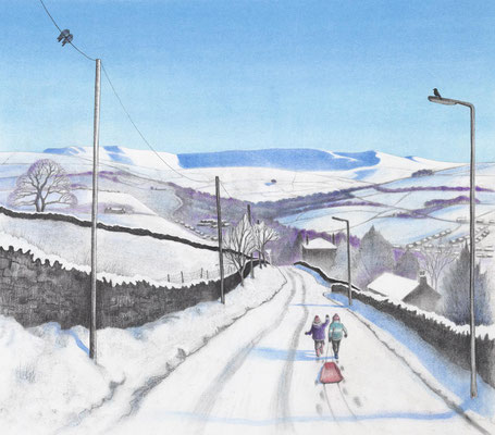 'Snow Day' (charcoal and acrylic)