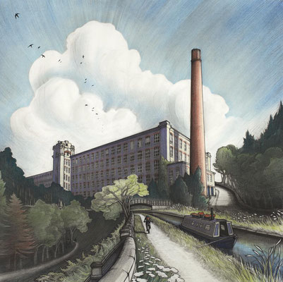 'Clarence Mill' (charcoal and coloured pastel)