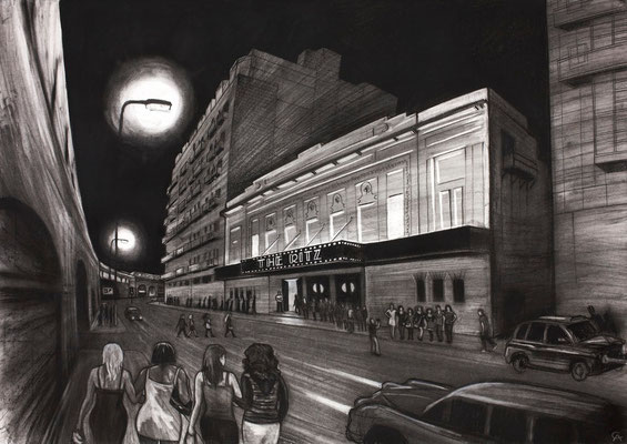 'Through these doors walked the most beautiful women in the world' (The Ritz)- charcoal