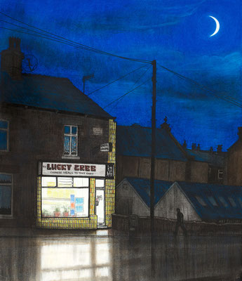'Lucky Tree and moon' (charcoal and chalk)
