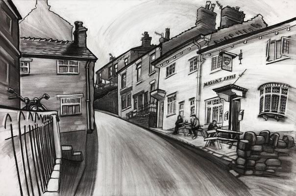 'Up High Street' (charcoal)