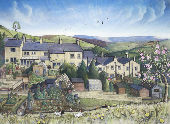 'Kinder View from Whitle Road' (charcoal and acrylic)