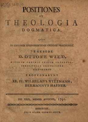 Theologische Disputation aus dem Speinsharter Hausstudium (1791).
