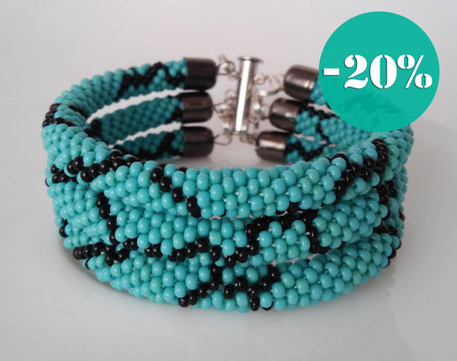 Sale Turquoise Teal beaded Bracelet Everyday blue 3 Strand Bead Crochet Beadwork Boho office bracelet gift for Women girlfriend gift
